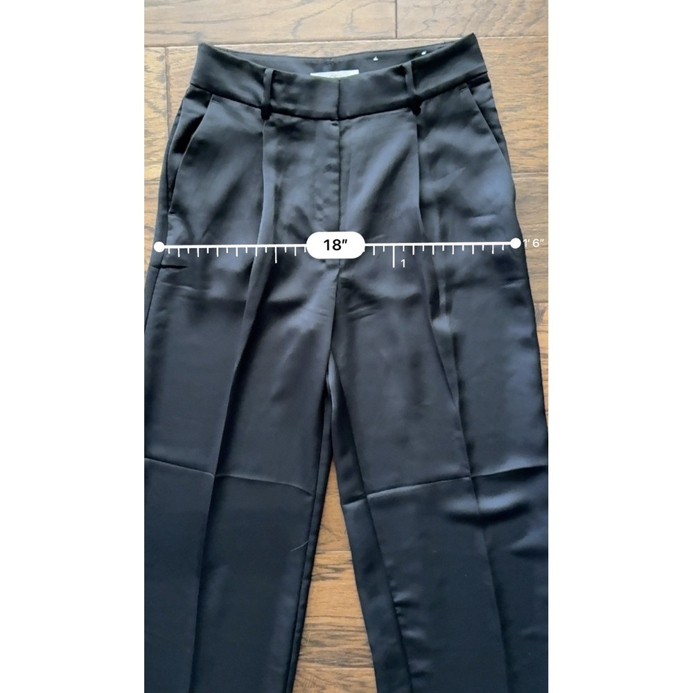 LOFT The Peyton Trouser Pleated Satin Wide Leg High Rise Black 0 - Picture 9 of 15